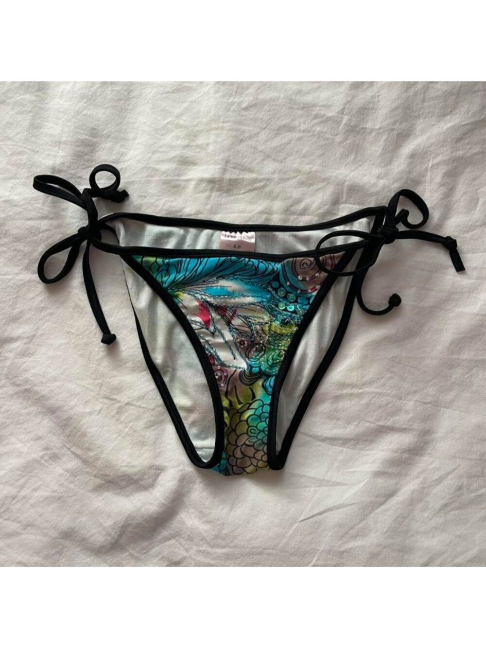 2000s multicoloured & beaded strappy bikini bottom